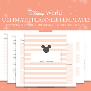 WDW ULTIMATE Theme Park Planner Templates | Editable, Printable | Trip Planner w/ Park info, Budgeting, Outfit Planning & More! | 34 pages