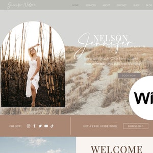 Girl Boss Wix Website Template, Boho Coach Wix Web Design, Ecommerce Shop Site for Creatives, Social Media and Podcast Website