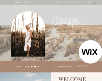 Girl Boss Wix Website Template, Boho Coach Wix Web Design, Ecommerce Shop Site for Creatives, Social Media and Podcast Website