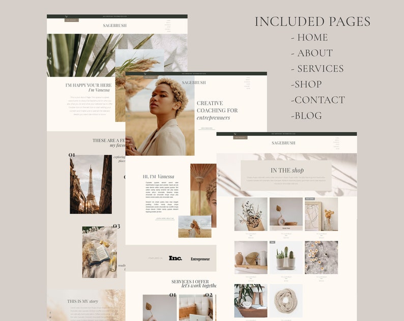 Wix Website Template Boho Coach Wix Web Design Ecommerce - Etsy