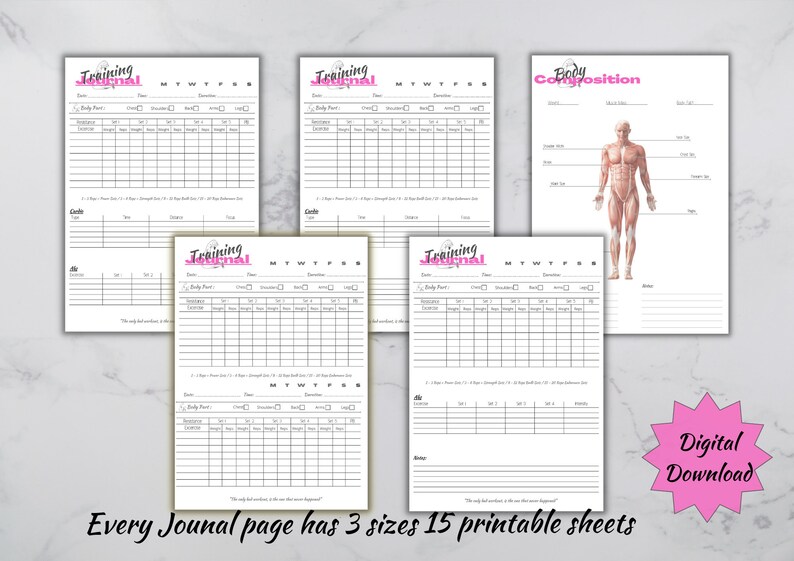 Printable Weight Training Log Workout Tracker Training Journal