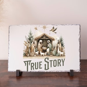 Sublimated Nativity Scene Slate, Christmas Decoration