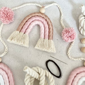 DIY kit rainbow garland, macrame baby room decoration, do it yourself bunting image 4