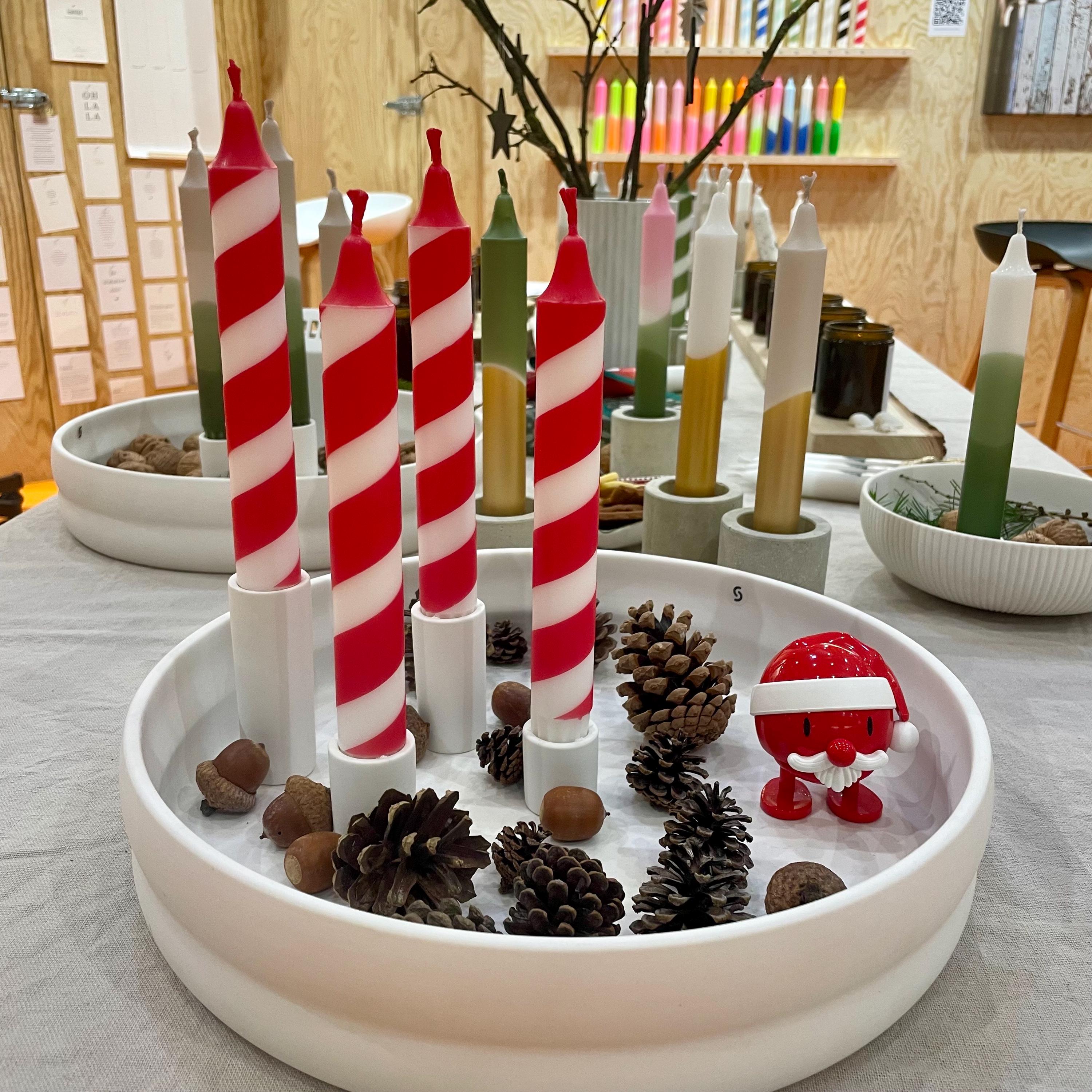 Dip Dye Kerzen Zuckerstangen, 4er Set, rot-weiß gestreift Swirl, Weihnachten Adventskranz, Geschenk Idee Liebe