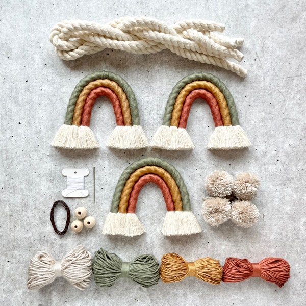 DIY kit rainbow garland boho, macrame, baby room decoration, do it yourself rainbow, bunting, wall hanging, children's room decoration