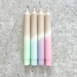 Dip Dye Candles Boho Style, set of 4, birthday candles colorful, make your own candles, dye hand-dipped
