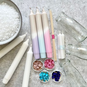 DIY kit, make dip dye candles yourself, dye candles, dip and pour, workshop at home