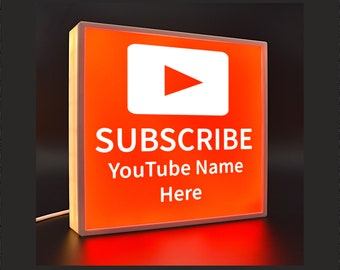 Personalized LED YouTube Subscribe Button Plaque - Studio Lightbox