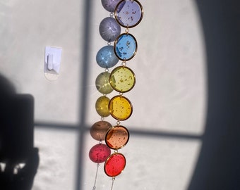 7 Chakren Sonnenfänger, Suncatcher, Farb-Sonnenfänger, Chakren, Holographisches Prisma Fenster, Hängende Wanddeko Traumfänger Sonnenfänger Kristall