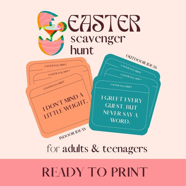 Easter Game for adults and teenagers, Treasure Hunt Clues, Easter Activity, Easter Treasure Hunt, Easter Scavenger Hunt for teens and adults