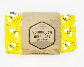 Reusable Sourdough bread bag, keeps bread fresh, zero waste, bakery bag, waterproof lining,  food storage, replace plastic bags