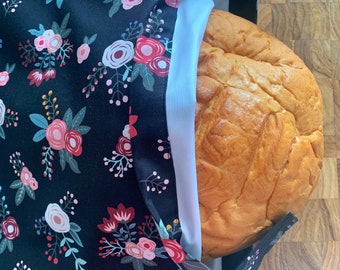 Reusable Sourdough Bread Bag keeping bread fresh and soft, with waterproof liner. bread storage, store baked goods too.