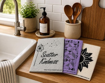 Swedish Dishcloths, Set of 3. Reusable and Biodegradable