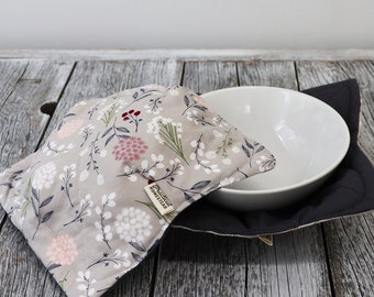 Gezellige magnetronkom met bloemen, omkeerbare katoenen kom, houder voor warme kom