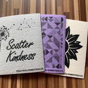 Swedish Dishcloths, Set of 3. Reusable and Biodegradable
