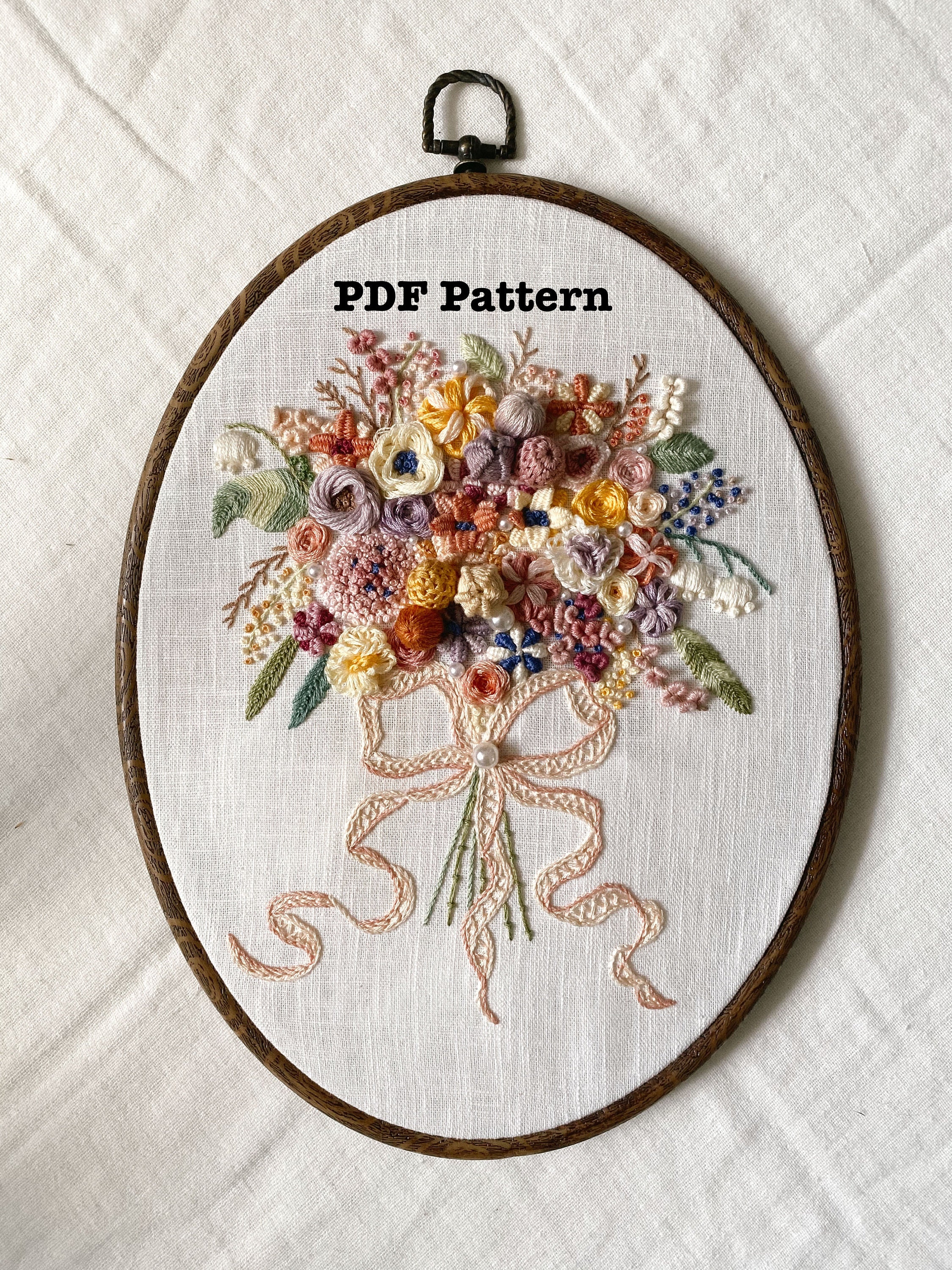 Flower Bouquet Embroidery PDF Pattern Etsy