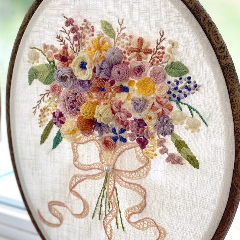 Flower Bouquet Embroidery PDF Pattern Etsy