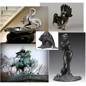 Meiji Bronze Nude Bather by Okazaki Sessei Antique Japanese Okimono