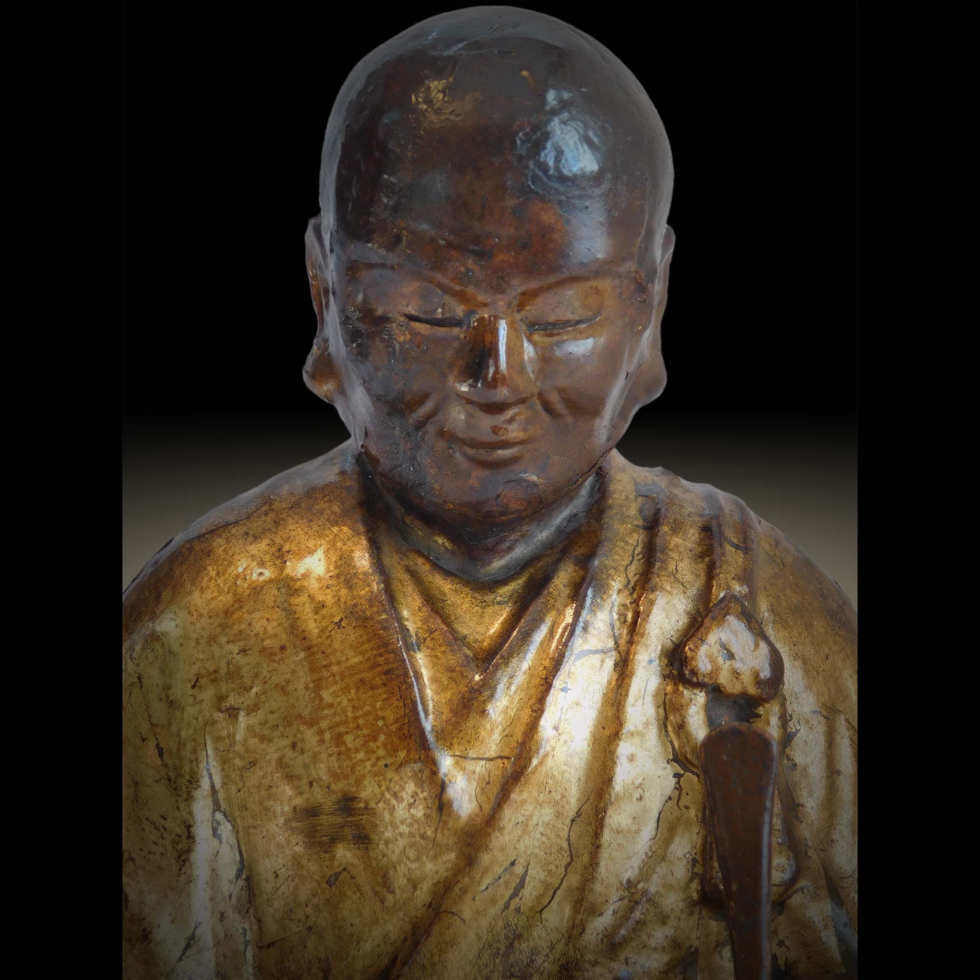 Shonin Zen Master Nichiren Shonin Antique Japanese Joined Blocks Gold Gilded ...