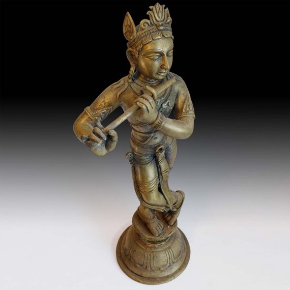Figurine Of Krishna Playing The Flute - 19th Century Figurine Of Krishna Playing The Flute - 19th Century