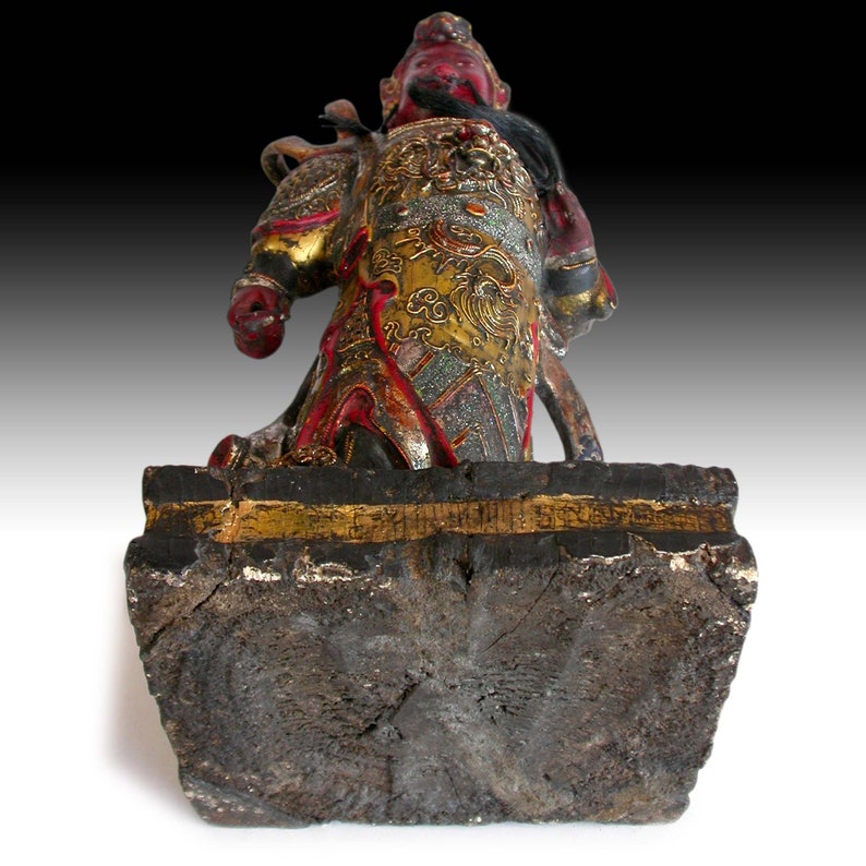 God of War Guan Yu Antique Chinese Home Shrine Polychrome Wood Etsy India