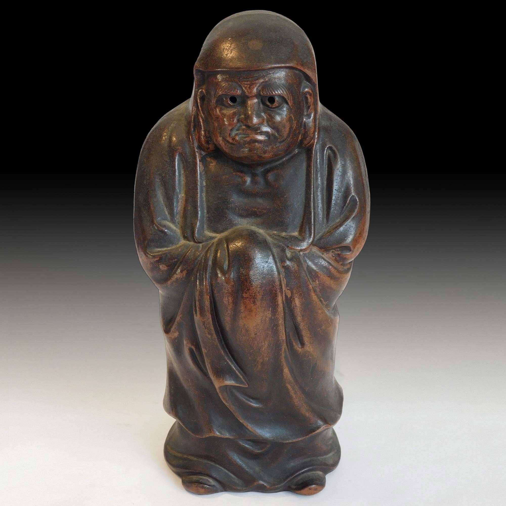 Zen Master Bodhidharma Daruma ヴィンテージ日本備前焼置物像大魔禅師