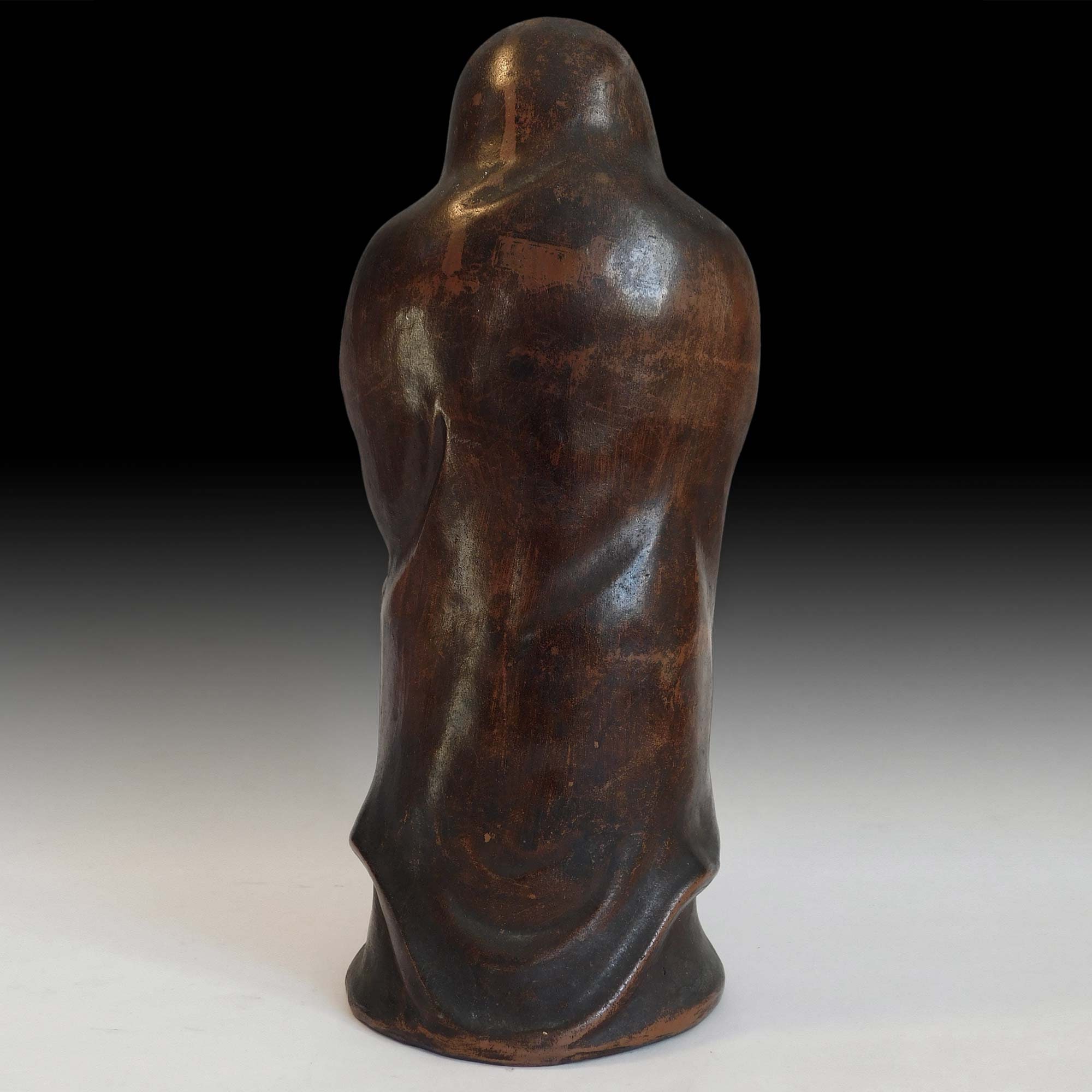 Zen Master Bodhidharma Daruma ヴィンテージ日本備前焼置物像大魔禅師