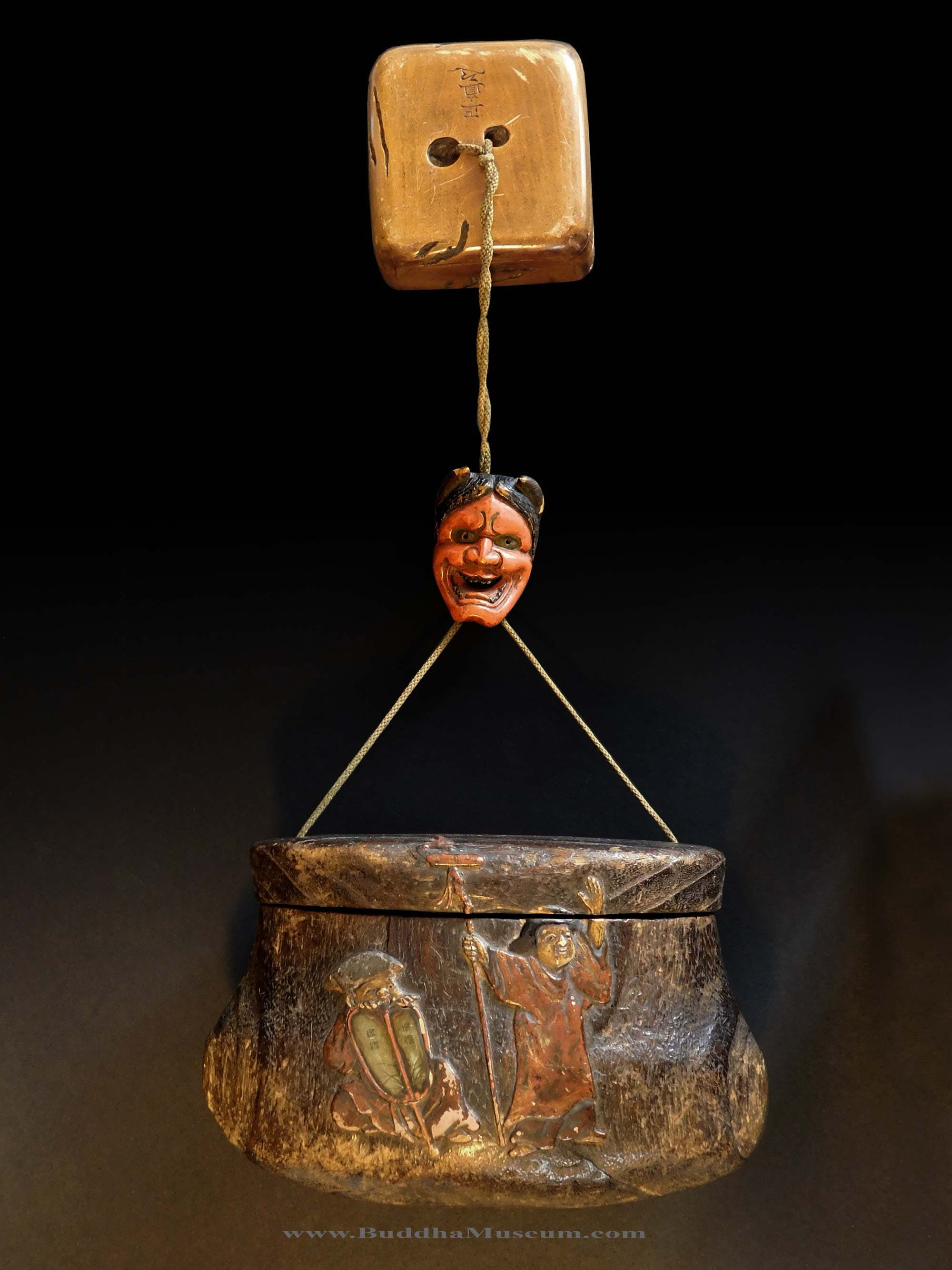 正直般若面根付 19世紀初頭 バールウッド 豚骨 提物 正直根付 - Etsy 日本