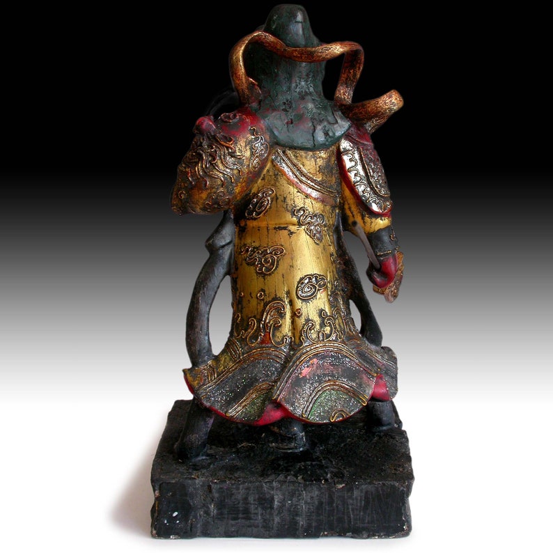 God of War Guan Yu Antique Chinese Home Shrine Polychrome Wood Etsy India