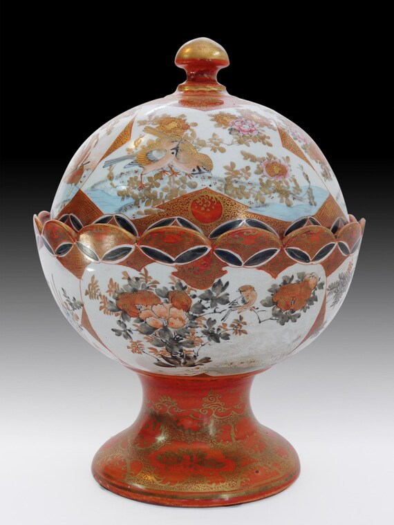 Antique Japanese Kutani Gold Brocade Scalloped Rim Porcelain Etsy