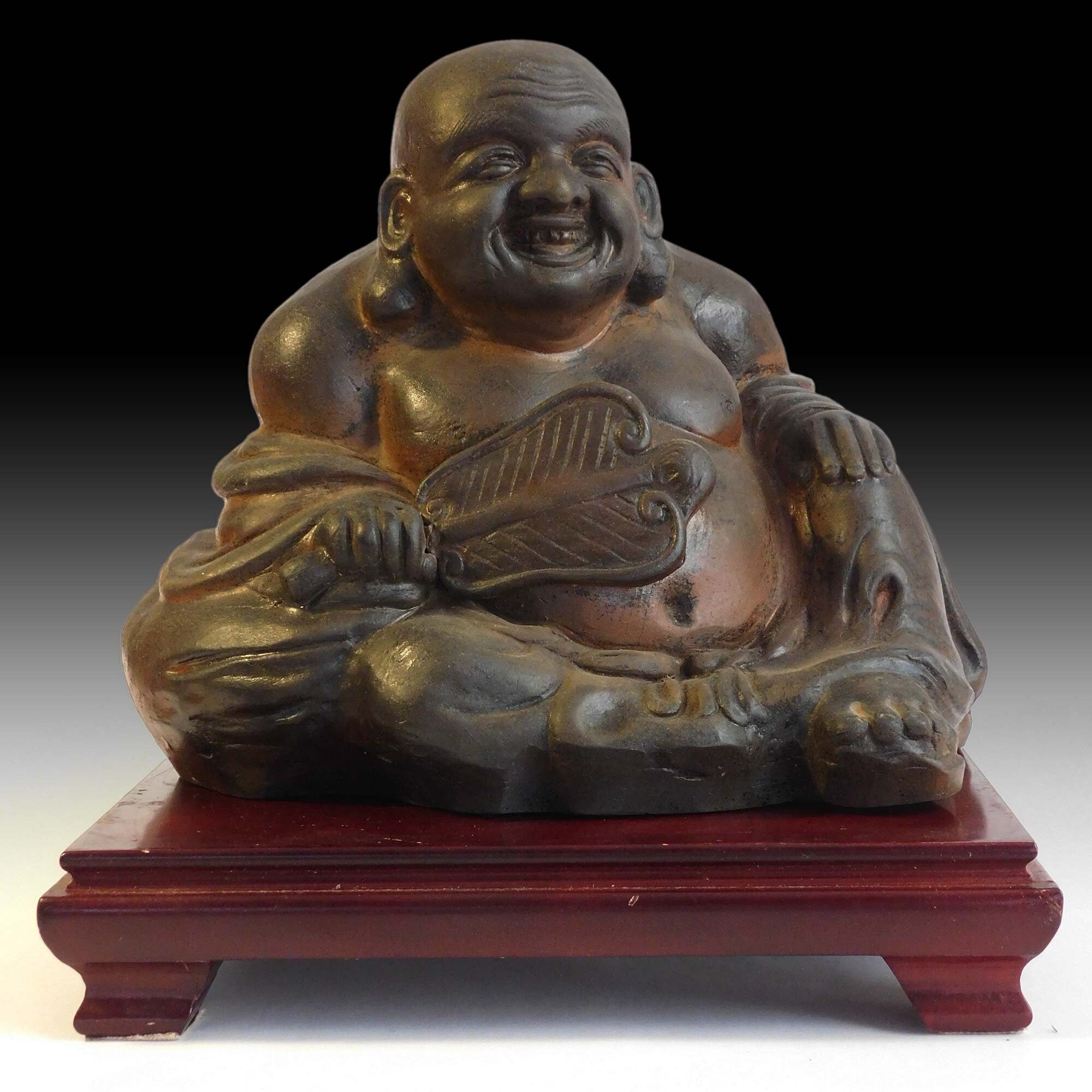 Zen Master Happy Buddha Hotei Antique Japanese Ko Bizen Okimono