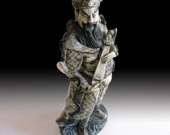 Lg 2, Blue & White Porcelain Lokapala Deva King Antique Chinese Guardian Ceramic Statue 天王魔禮青
