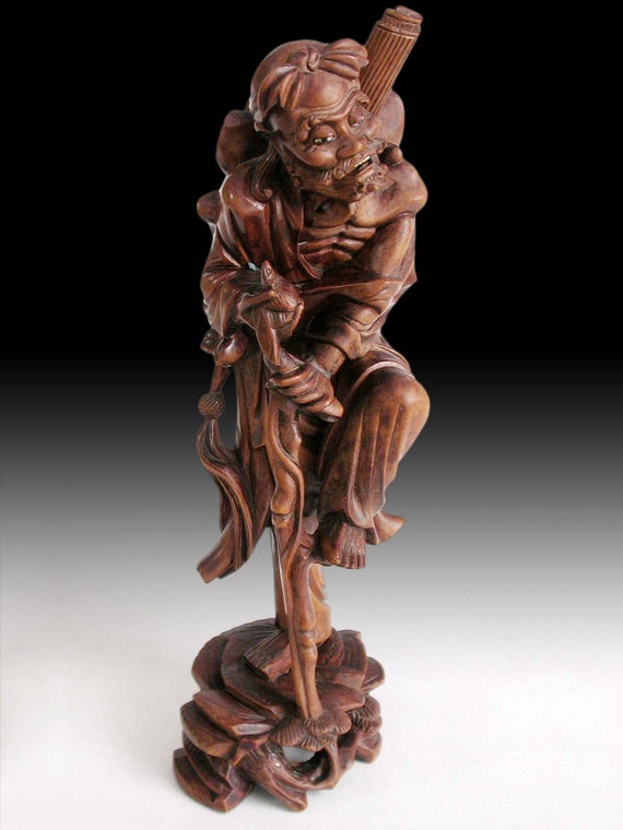 Antique Chinese Carved Boxwood Taoist Eight Immortal Li Tieh