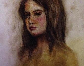 Pastel drawing, Portrait of a young woman