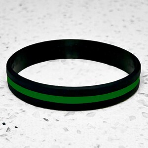 Thin Green Line Wristband Bracelet Security Personnel Border Patrol Federal Agent Park Ranger Public Safety USA Gift Support Black Silicone image 2