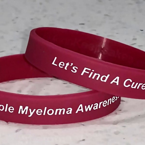 Multiple Myeloma Awareness Silicone Wristband Bracelet Burgundy, Sizes Small Child, Medium & Large Adult, We Donate To Research For a Cure