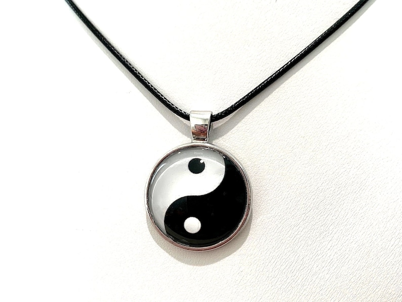 Yin and Yang Pendant Necklace Options: Black Cord, Silver Chain or Keychain