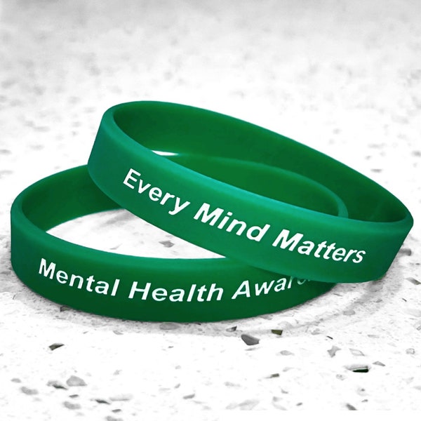 Mental Health Awareness Wristband Bracelet Green Silicone Every Mind Matters Survivor Support Gift Warrior Loved Ones Fight Battle Hope Cure