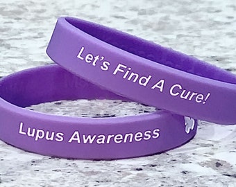 Lupus Awareness Butterfly Purple Silicone Wristband Bracelet - We Donate To The Lupus Foundation Of American Towards Research For A Cure