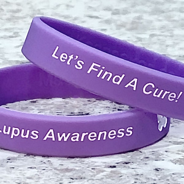 Lupus Awareness Butterfly Purple Silicone Wristband Bracelet - We Donate To The Lupus Foundation Of American Towards Research For A Cure