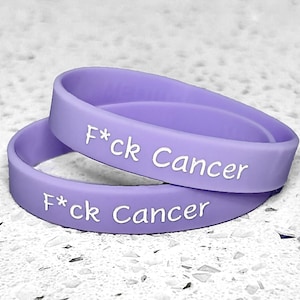F*ck Cancer Awareness Wristband Bracelet Lavender Purple Silicone Survivor Support Gift Warrior Fight Battle Hope Cure F*** Cancer Sucks