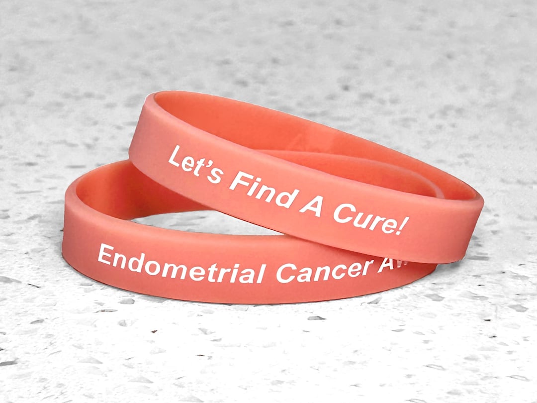 Endometrial Cancer Awareness Wristband Bracelet Peach Silicone Survivor ...