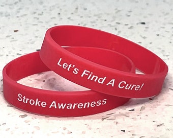 Stroke Wristband Stroke Bracelet Stroke Awareness Wristband For Stroke Awareness Bracelet For Stroke Awareness Gift For Stroke Red Wristband