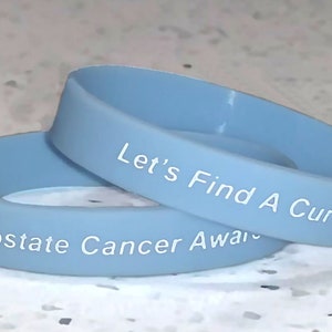 Prostate Cancer Awareness Silicone Wristband Bracelet Light Blue 3 Sizes Small Child, Medium and Large Adult, We Donate Towards Research