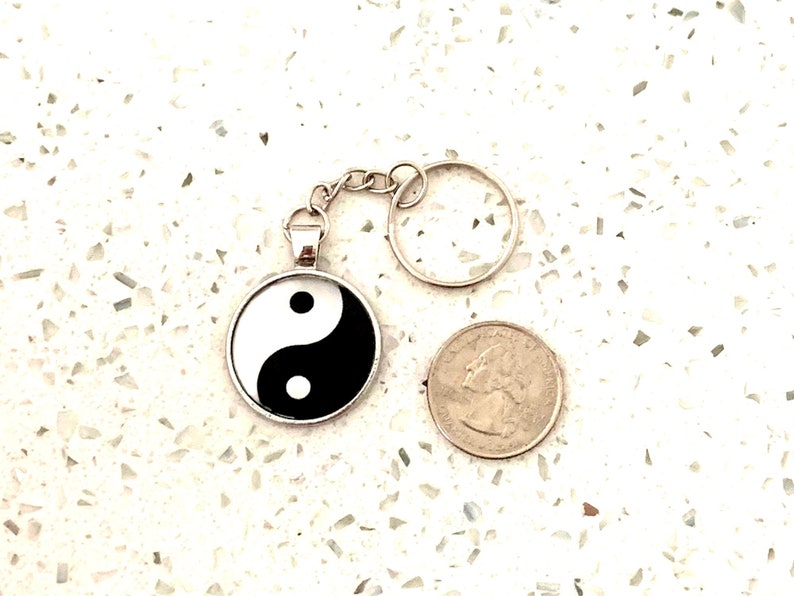 Yin and Yang Pendant Necklace Options: Black Cord, Silver Chain or Keychain