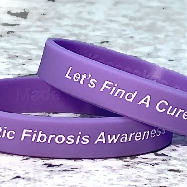 Cystic Fibrosis CF Awareness Purple Silicone Wristband Bracelet - We Donate To The Cystic Fibrosis Foundation Towards Research For A Cure