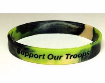 Support Our Troops Camouflage Silicone Wristband Bracelet