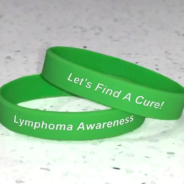 Lymphoma (Non-Hodgkin) Awareness Silicone Wristband Bracelet Lime Green, Small Child, Medium and Large Adult, We Donate Towards Research