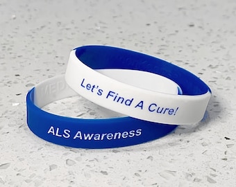ALS Awareness Wristband Bracelet Blue White Survivor Support Gift Warrior Silicone Amyotrophic Lateral Sclerosis Lou Gehrig's Disease WL