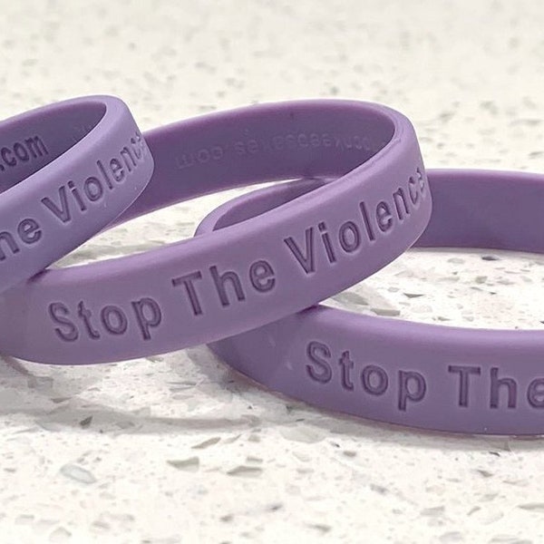 10-Pack "Stop The Violence" Purple Silicone Wristband Bracelets Domestic Abuse Awareness